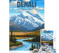 Puzzle da 1000 pezzi giocattolo educativo parco nazionale Denali regali di Babbo Natale segreto giochi rilassanti con poster abbinato e foglio di quiz dimensioni 38x52cm