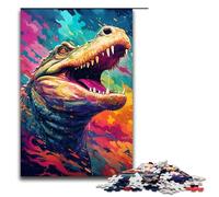 Puzzle da 1000 pezzi giochi educativi ci sono molti schizzi colorati intorno al coccodrillo puzzle in legno per adulti per divertimento in famiglia serata di giochi 75x50 cm