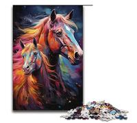 Puzzle da 1000 pezzi giochi educativi colorati psichedelici a forma di cavallo per adulti puzzle in legno per divertimento in famiglia e serate di gioco 1000 pezzi (38x26 cm)