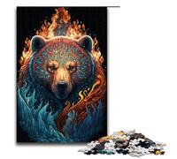 Puzzle da 1000 pezzi giochi educativi orso fuoco acqua puzzle per adulti puzzle in legno per divertimento in famiglia serata di giochi 75x50cm