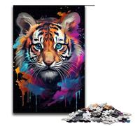 Puzzle da 1000 pezzi giochi educativi psichedelia colorata di una simpatica piccola tigre puzzle in legno per adulti per divertimento in famiglia serata di giochi 75x50 cm