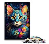 Puzzle da 1000 pezzi giochi educativi puzzle misterioso del gatto della savana per adulti puzzle in legno per divertimento in famiglia e serata di giochi 1000 pezzi (75x50 cm)