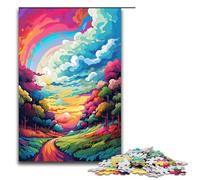 Puzzle da 1000 pezzi giochi educativi Rainbow Forest di Splatters Molti puzzle colorati spessi per adulti Puzzle in legno per divertimento in famiglia e serate di gioco 75x50 cm