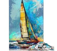 Puzzle da 1000 pezzi, gioco educativo, giocattolo, decorazione per la famiglia, per adulti, sfidante, tema: regate di yacht (75x50 cm)