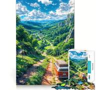 Puzzle da 1000 pezzi "Giornata in campeggio in montagna/valle",con bordi lisci,gioco divertente e rilassante,ideale come regalo di compleanno (50x75cm)