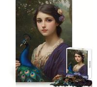 Puzzle da 1000 pezzi "Giovane donna con pavone" per adulti, stimolante per le capacità cognitive, ideale per il relax e il tempo libero, con chiusura a scatto, perfetto come regalo di Natale (38x52cm)