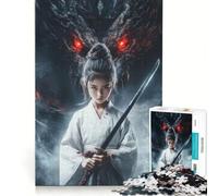 Puzzle da 1000 pezzi Giovane Samurai e Drago gioco per tutta la famiglia divertente e spiritoso compleanno e Natale 38x26cm