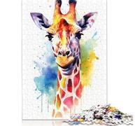 Puzzle da 1000 pezzi Giraffa Acquerello Puzzle per adulti Difficoltà Rafforza i rapporti tra i membri della famiglia 1000 pezzi (38x26 cm)
