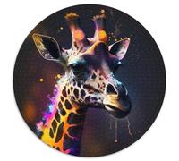 Puzzle da 1000 pezzi Giraffa Fantasy Puzzle rotondi da 1000 pezzi per adulti, Halloween, Pasqua, Capodanno 67,5x67,5 cm