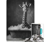 Puzzle da 1000 pezzi Giraffa in bagno Puzzle per adulti e ragazzi 1000 pezzi giocattoli giochi educativi antistress migliora l'amore tra coppie (50x75cm)