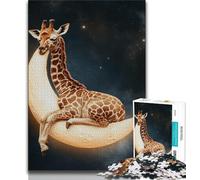 Puzzle da 1000 pezzi Giraffa sulla Luna, aiuta il cervello ad allenarsi, giocattoli avvincenti per coltivare la pazienza, gioco di sfida unico, 38x26cm