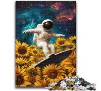 Puzzle da 1000 pezzi "Girasole Astronauta" per adulti e adolescenti, gioco stimolante e gioco per famiglie, regalo di compleanno, regali, decorazione da parete 26x38cm