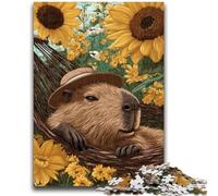 Puzzle da 1000 pezzi "Girasole Capibara" per adulti e ragazzi, giocattoli, giochi educativi, decorazioni murali antistress (50x75cm)