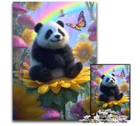 Puzzle da 1000 pezzi Girasole e Panda in cartone, adolescenti, coppie e amici per compleanni e Natale, 26x38cm