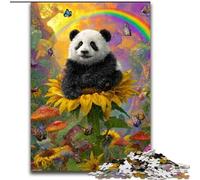 Puzzle da 1000 pezzi Girasole e Panda, puzzle da 1000 pezzi per adulti, per divertimento in famiglia, perfetto per le vacanze e serate di gioco interattive (dimensioni 50x75cm)