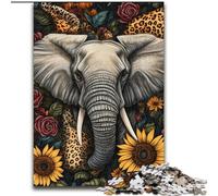 Puzzle da 1000 pezzi Girasole Elefante per adulti, regali, giochi rilassanti che migliorano l'amore tra coppie per età 14 (26x38cm)