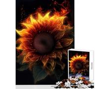 Puzzle da 1000 pezzi Girasole Fiamme Fumo Decorazione per la casa Giocattoli Ottimo regalo per giochi Gioco pratico Lista dei desideri con Babbo Natale Dimensioni 38x52cm