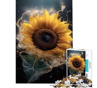 Puzzle da 1000 pezzi Girasole Gocce d'acqua Difficile e stimolante Analisi e logica Giocattolo fai da te per ragazzi dai 14 anni in su (38x52cm)