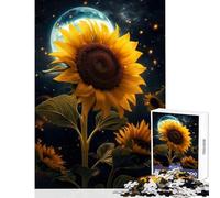 Puzzle da 1000 pezzi - Girasole Luna Stelle Decorazione per la casa Giocattoli Regali di compleanno Gioco educativo Allena il tuo cervello e le tue mani Dimensioni 38x26cm