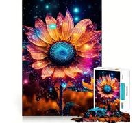 Puzzle da 1000 pezzi Girasole Neon Cosmic Glow per adulti e ragazzi, ideale per migliorare la memoria e favorire il rilassamento, perfetto per l'assemblaggio e come regalo di Natale 38x26cm