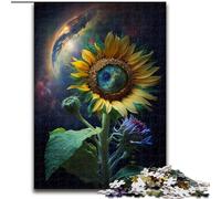 Puzzle da 1000 pezzi "Girasole spaziale" in legno, gioco interattivo per famiglie, adatto dai 14 anni in su, 50x75cm, rompicapo per adolescenti, regalo perfetto per le feste