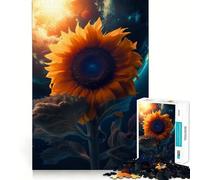 Puzzle da 1000 pezzi Girasole Terra Sole Luna per adulti, gioco di logica e stimolazione mentale, antistress, taglio preciso, 38x26cm