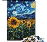 Puzzle da 1000 pezzi "Girasoli di notte" di Van Gogh,in legno,idea regalo per le feste,opera d'arte umoristica,opera d'arte dettagliata,50X75cm,ideale come regalo di compleanno,festa,Natale,Halloween