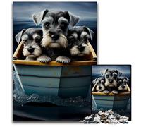 Puzzle da 1000 pezzi "Giro in barca con cuccioli di Schnauzer", puzzle in cartone fai da te, decorazione, sfida per il cervello, per adulti, famiglia, regalo di festa 26X38cm/10,23x14,96 pollici