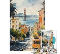 Puzzle da 1000 pezzi Golden Gate Bridge Waterco per gioco educativo sfida giocattolo educativo divertente e spiritoso ottimo regalo per gli amanti dei giochi (Dimensioni 38x26cm)