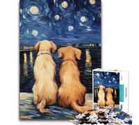 Puzzle da 1000 pezzi Golden Retriever Love Wall Art Opera d'arte regalo Adatto a persone dai 14 anni in su 50x75cm