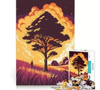 Puzzle da 1000 pezzi Golden Reverie The Solitary Tree Sunset, gioco rompicapo, rilassante e stimolante per l'intelletto, regalo di compleanno, regalo 38x26cm