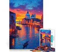 Puzzle da 1000 pezzi "Gondola al tramonto di Venezia",gioco di sfida mentale,taglio di alta precisione,divertente sfida per il tempo di attesa (50x75cm)