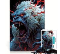 Puzzle da 1000 pezzi "Gorilla albino arrabbiato con dettagli rossi" per adolescenti,ideale per stimolare la mente,creare un'attività creativa di taglio di alta precisione e rilassare (50x75cm)