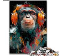 Puzzle da 1000 pezzi Gorilla con cuffie per adulti, perfetto per adolescenti e famiglie, compleanni (dimensioni 50x75cm)