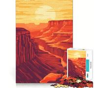 Puzzle da 1000 pezzi Grand Canyon Tramonto Illustrazione artistica minimalista Retro Perfetto incastro Arte Gioco di abilità Pensiero Relax Gioco Regalo di Natale (38x52cm)