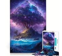 Puzzle da 1000 pezzi Grande albero sull'isola,decorazione con bordi ben definiti,gioco per allenare la mente,divertente e facile da usare,regalo di compleanno (38x52cm)