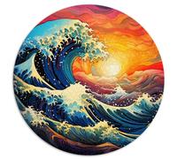 Puzzle da 1000 pezzi "Grande onda davanti a Kanagawa" puzzle rotondo per adulti e bambini dai 12 anni in su, puzzle di carta, ottimo regalo per adulti e bambini, dimensioni: 67,5 x 67,5 cm