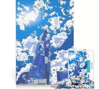Puzzle da 1000 pezzi: Grattacielo di New York sotto un cielo blu gioco rompicapo rilassante e stimolante per l'intelletto ideale come regalo per tutta la famiglia 38x26cm