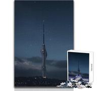 Puzzle da 1000 pezzi, grattacielo, torre di notte, un modo rilassante per riempire il tempo libero, giocattolo da gioco con taglio preciso e costante, dimensioni 38x26cm
