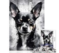 Puzzle da 1000 pezzi grazioso giocattolo per cani Chihuahua decorazione da parete ottimo regalo e gioco per famiglie con poster abbinato e foglio di quiz dimensioni 38x52cm