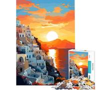 Puzzle da 1000 pezzi Grecia Viaggio Cielo Vista Sfida di Intelligenza Giocattolo Avvincente Gioco Educativo Corsa di Velocità Manuale Regalo per Compleanni (Dimensioni 75x50cm)