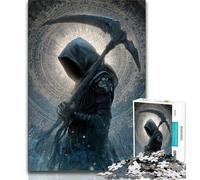 Puzzle da 1000 pezzi Grim Reaper per adolescenti, antistress per ammazzare il tempo durante le vacanze, con poster abbinato e foglio di quiz, 38x26cm
