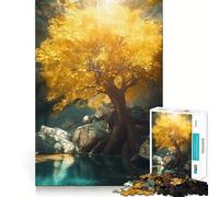 Puzzle da 1000 pezzi "Grotte d'Acero Dorato" con taglio premium,gioco creativo per stimolare la mente,momento di pace e divertimento,decorazione natalizia da parete (50x75cm)
