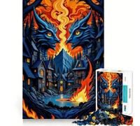 Puzzle da 1000 pezzi "Guardiani del Drago di Pietra e Fuoco nel Villaggio" per adulti e ragazzi ideale per migliorare la memoria per un relax leggero e piacevole con tagli netti e un regalo delizioso