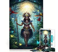 Puzzle da 1000 pezzi "Guerriera amazzonica nella giungla" per adulti,ideale per un gioco divertente e rilassante,con taglio laser di alta qualità Dimensioni 38x52cm
