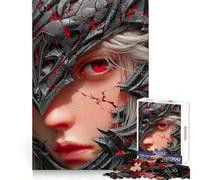 Puzzle da 1000 pezzi "Guerriera dagli occhi rossi" per adolescenti, stimola la capacità di ragionamento, offre svago e divertimento, con bordi precisi ed è un regalo invernale (38x26cm)