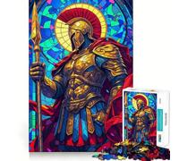 Puzzle da 1000 pezzi "Guerrieri in Vetro Colorato" per adulti, gioco intelligente antistress, assemblaggio di motivi, regalo speciale 38x26cm