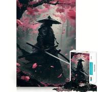 Puzzle da 1000 pezzi "Guerrieri Samurai tra i ciliegi in fiore" per adolescenti, gioco di logica e rilassamento, con bordi sottili, da collezione (38x26cm)