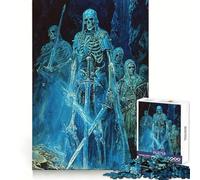 Puzzle da 1000 pezzi "Guerrieri scheletrici in una caverna" per adulti e ragazzi, ideale per migliorare la memoria, per un relax leggero e piacevole, con tagli netti e un regalo delizioso 50x75cm