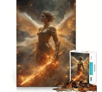 Puzzle da 1000 pezzi "Guerriero angelico con spada fiammeggiante" per ragazzi,gioco di concentrazione mentale,bordi lisci e tagliati con precisione,ideale come regalo di Natale (50x75cm)